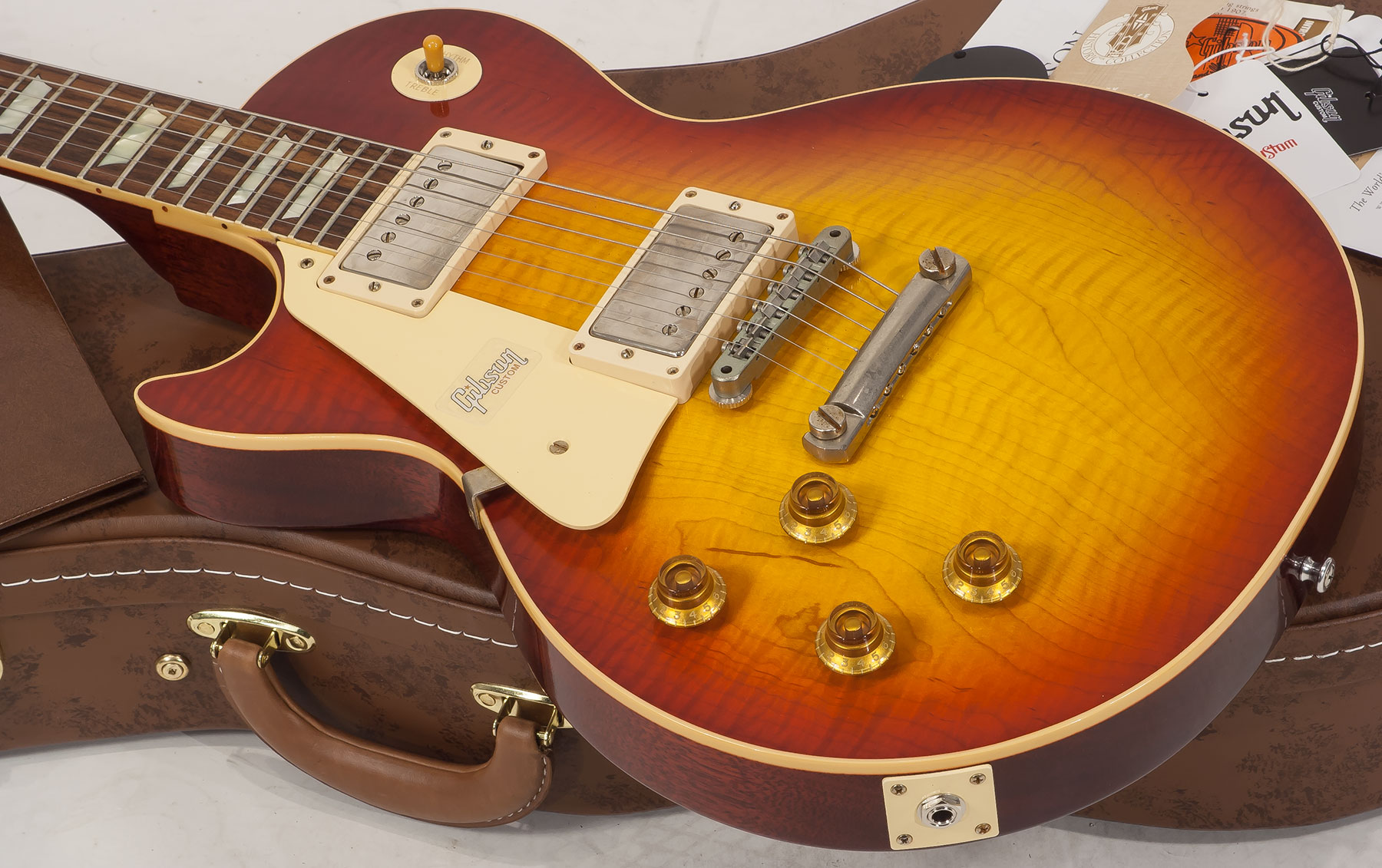 Gibson Custom Shop M2m Les Paul Standard 1959 Lh Gaucher Ltd 2h Ht Rw #971610 - Vos Washed Cherry - E-Gitarre für Linkshänder - Variation 2