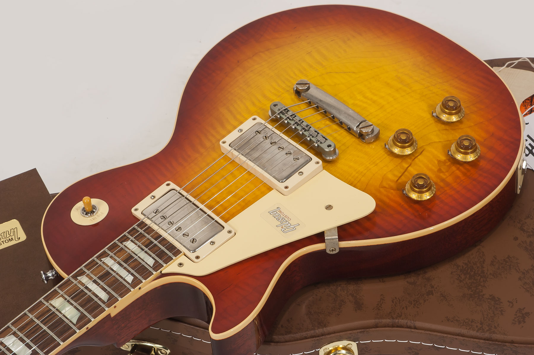 Gibson Custom Shop M2m Les Paul Standard 1959 Lh Gaucher Ltd 2h Ht Rw #971610 - Vos Washed Cherry - E-Gitarre für Linkshänder - Variation 4
