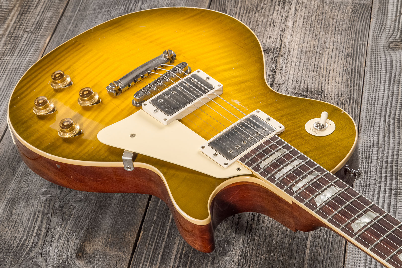 Gibson Custom Shop M2m Les Paul Standard 1959 Reissue 2h Ht Rw #932149 - Murphy Lab Light Aged Green Lemon Burst - Single-Cut-E-Gitarre - Variation 2