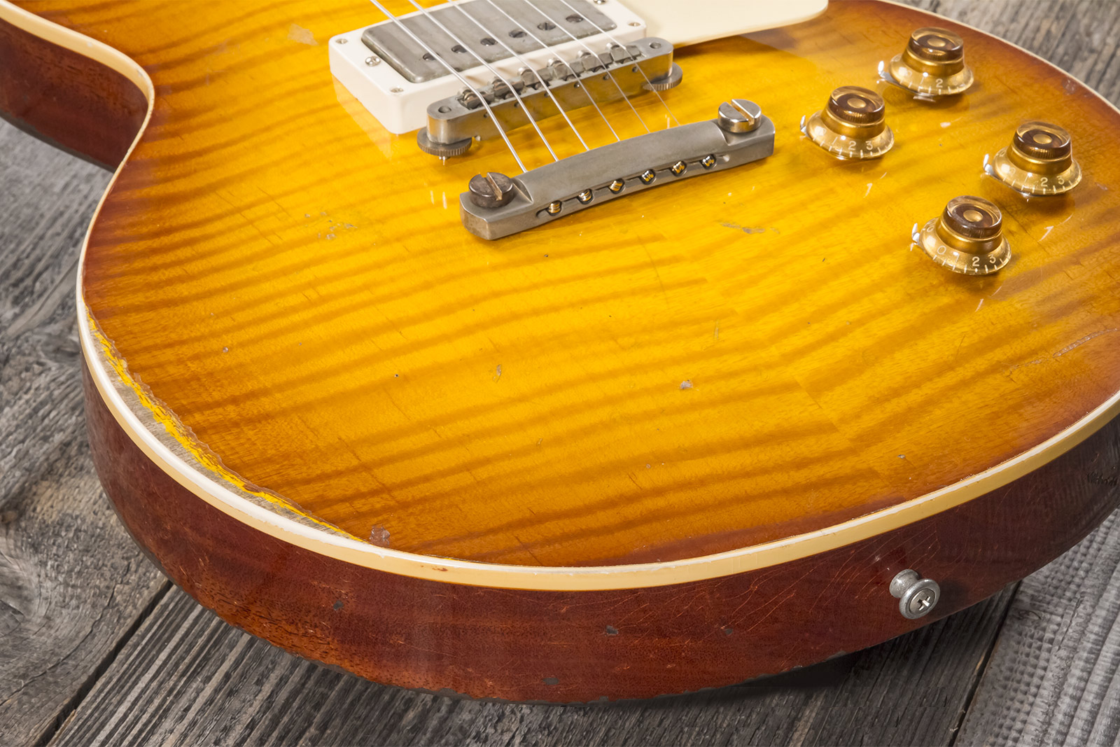 Gibson Custom Shop M2m Les Paul Standard 1959 Reissue 2h Ht Rw #932160 - Murphy Lab Heavy Light Aged Golden Poppy Burst - Single-Cut-E-Gitarre - Varia