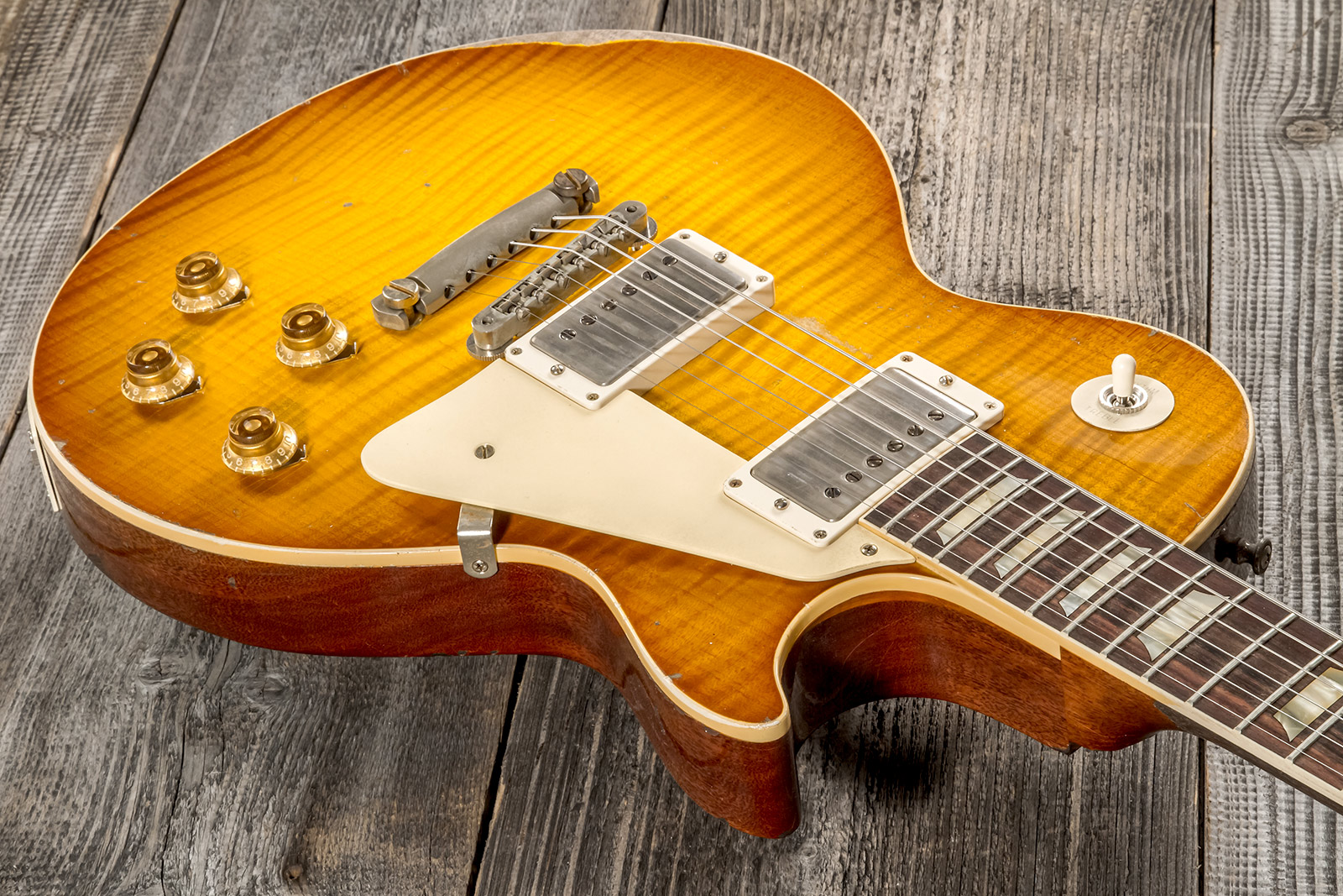 Gibson Custom Shop M2m Les Paul Standard 1959 Reissue 2h Ht Rw #932175 - Murphy Lab Ultra Heavy Aged Golden Poppy Burst - Single-Cut-E-Gitarre - Varia