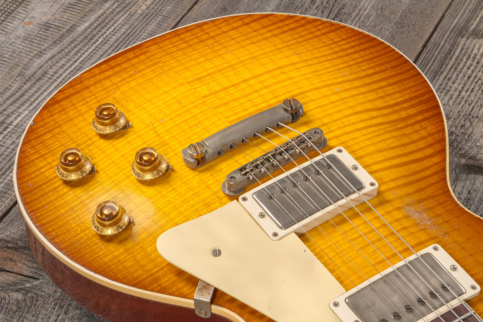 Gibson Custom Shop M2m Les Paul Standard 1959 Reissue 2h Ht Rw #934257 - Murphy Lab Heavy Aged Golden Poppy Burst - Single-Cut-E-Gitarre - Variation 7