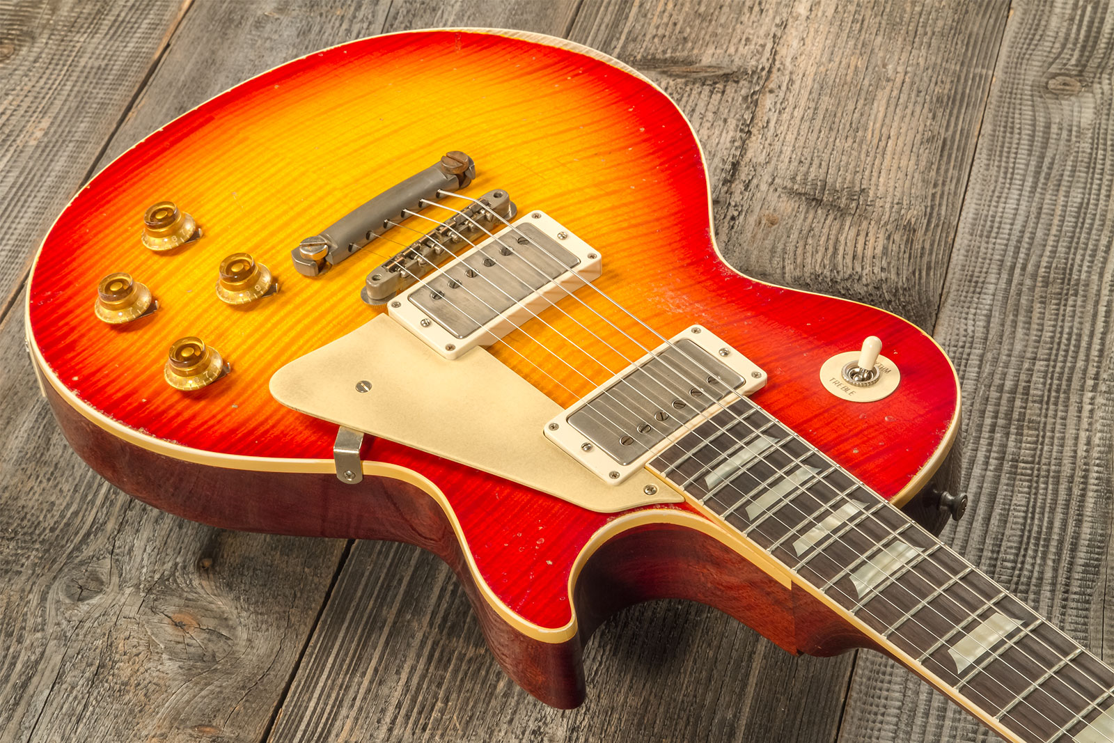 Gibson Custom Shop M2m Les Paul Standard 1959 Reissue 2h Ht Rw #934298 - Murphy Lab Ultra Heavy Aged Washed Cherry Sunburst - Single-Cut-E-Gitarre - V