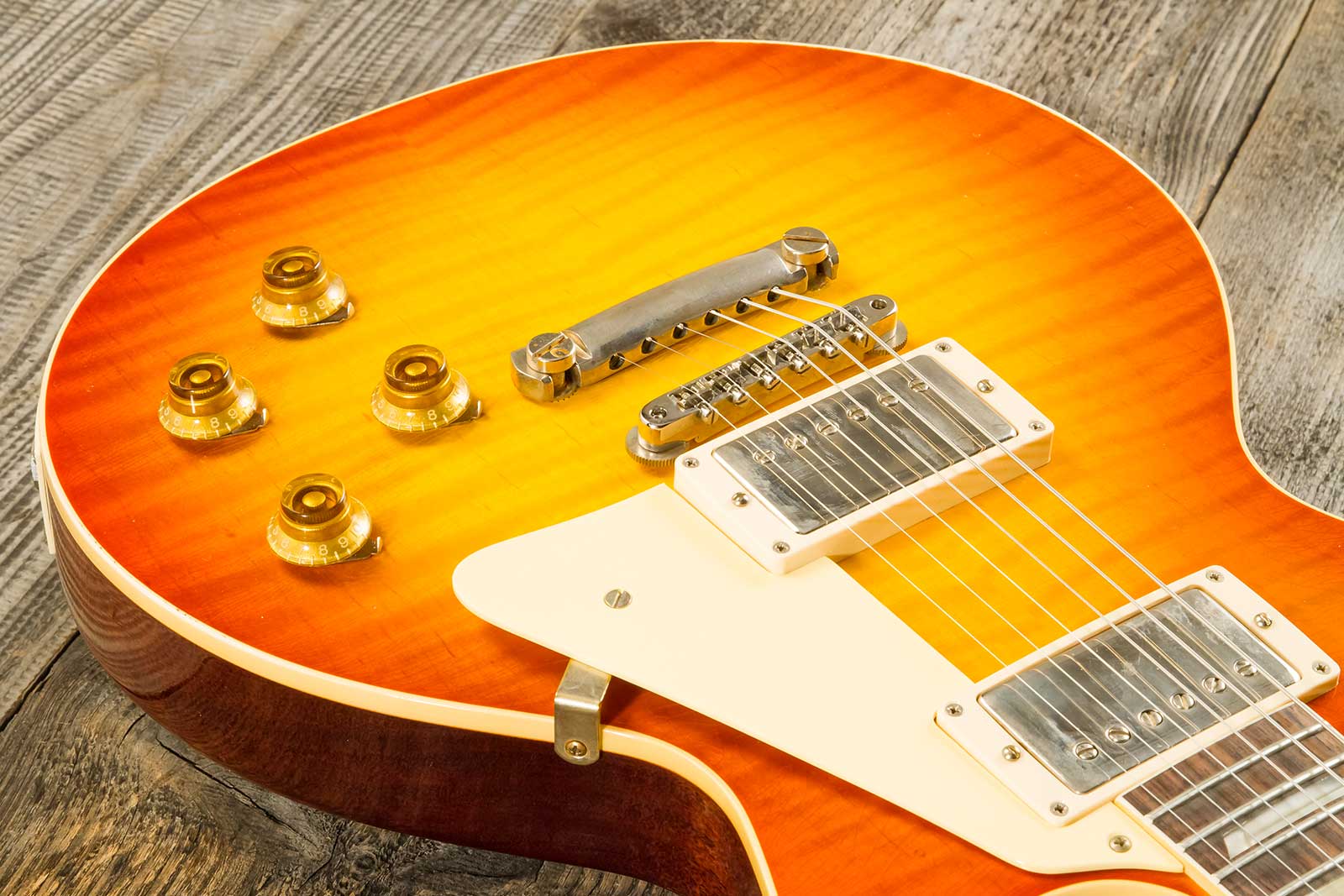 Gibson Custom Shop M2m Les Paul Standard 1959 Reissue 2h Ht Rw #941225 - Murphy Lab Light Aged Sunrise Tea Burst - Single-Cut-E-Gitarre - Variation 3