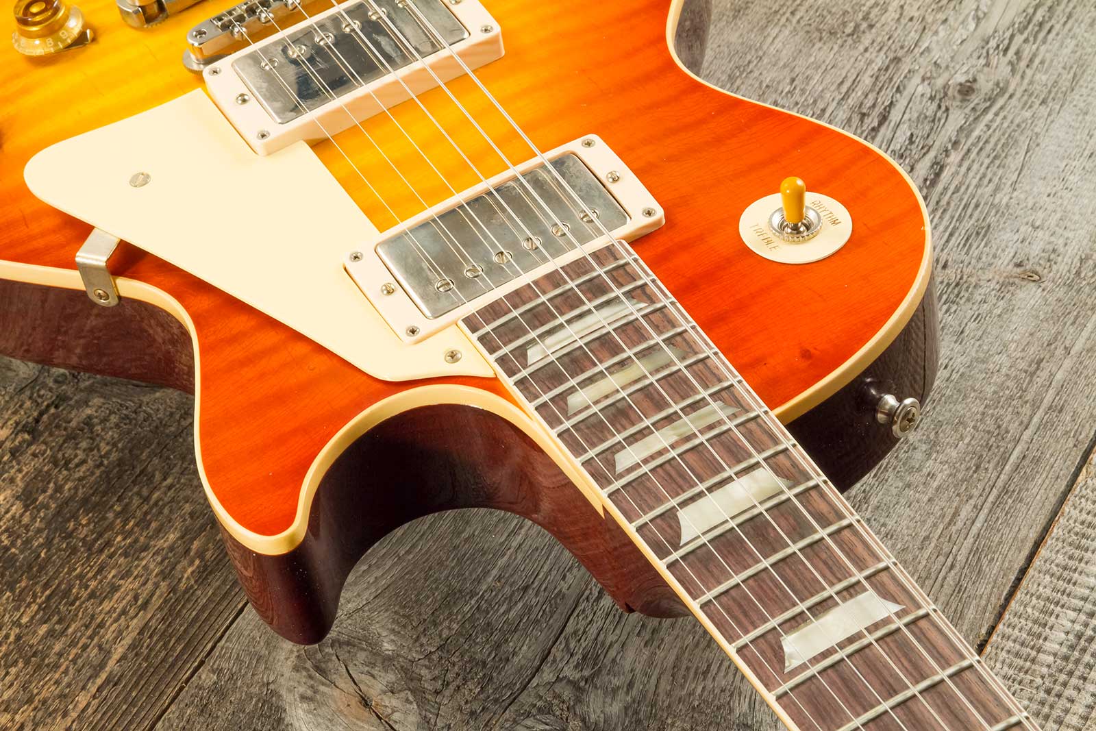 Gibson Custom Shop M2m Les Paul Standard 1959 Reissue 2h Ht Rw #941225 - Murphy Lab Light Aged Sunrise Tea Burst - Single-Cut-E-Gitarre - Variation 4