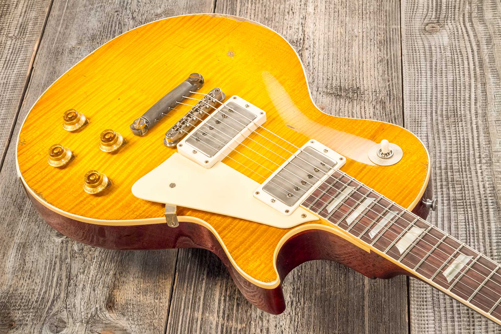 Gibson Custom Shop M2m Les Paul Standard 1959 Reissue 2h Ht Rw #94548 - Murphy Lab Ultra Heavy Aged Lemon Burst - Single-Cut-E-Gitarre - Variation 2