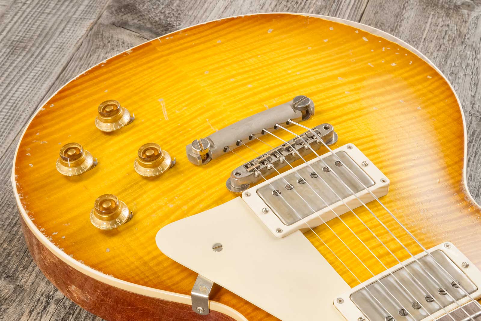 Gibson Custom Shop M2m Les Paul Standard 1959 Reissue 2h Ht Rw #94702 - Murphy Lab Ultra Heavy Aged Golden Poppy Burst - Single-Cut-E-Gitarre - Variat