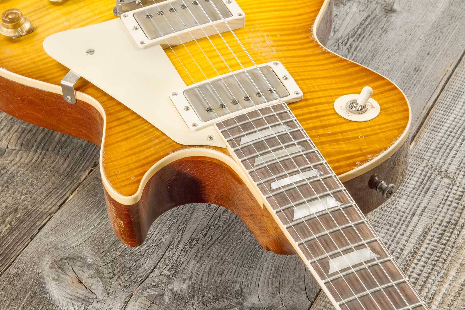 Gibson Custom Shop M2m Les Paul Standard 1959 Reissue 2h Ht Rw #94702 - Murphy Lab Ultra Heavy Aged Golden Poppy Burst - Single-Cut-E-Gitarre - Variat
