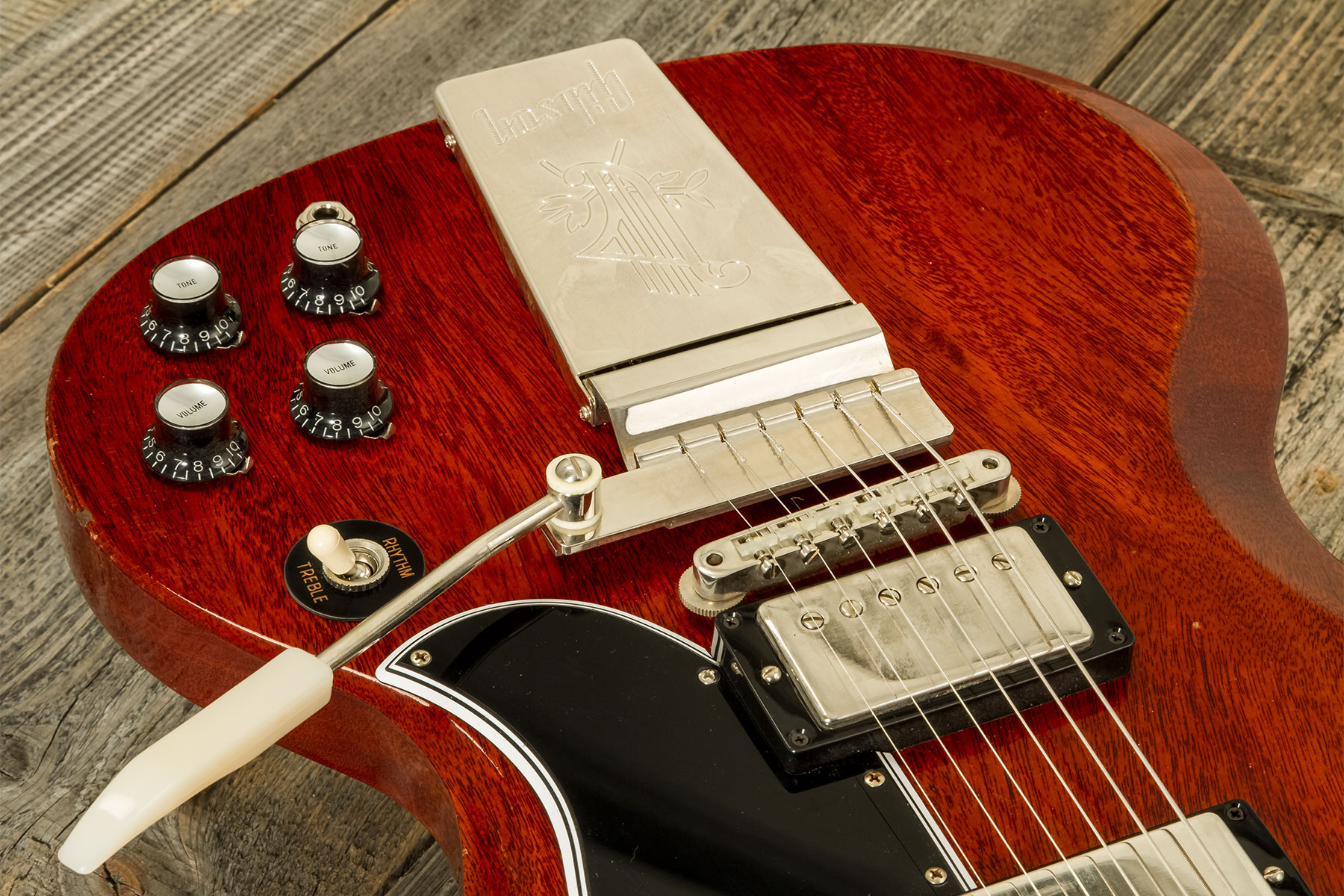 Gibson Custom Shop M2m Sg Standard 1964 Reissue 2h Ht Rw #301584 - Murphy Lab Light Aged Vintage Cherry - Double Cut E-Gitarre - Variation 3