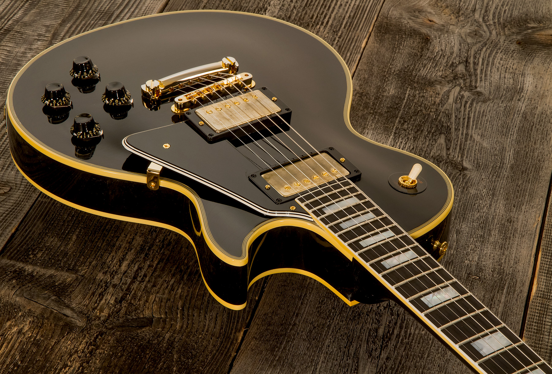 Gibson Custom Shop Murphy Lab Les Paul Custom 1957 2-pickups Reissue 2h Ht Eb - Ultra Light Aged Ebony - Single-Cut-E-Gitarre - Variation 3