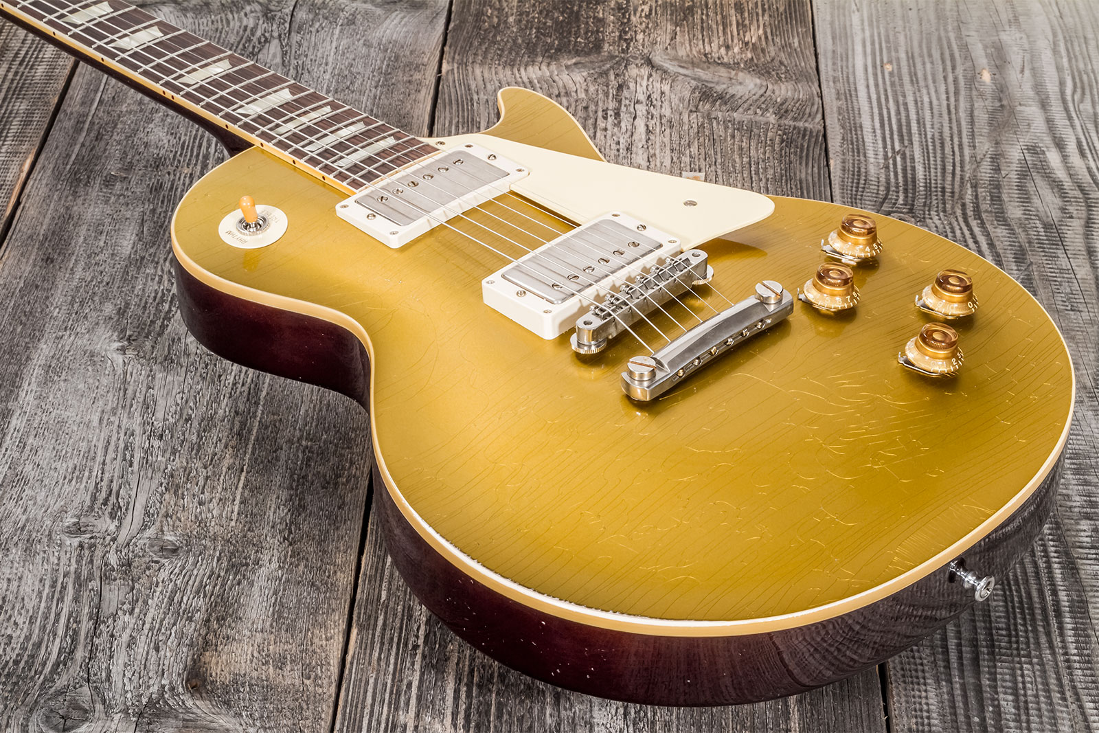 Gibson Custom Shop Murphy Lab Les Paul Goldtop 1957 Reissue 2h Ht Rw #721287 - Light Aged Double Gold With Dark Back - Single-Cut-E-Gitarre - Variatio