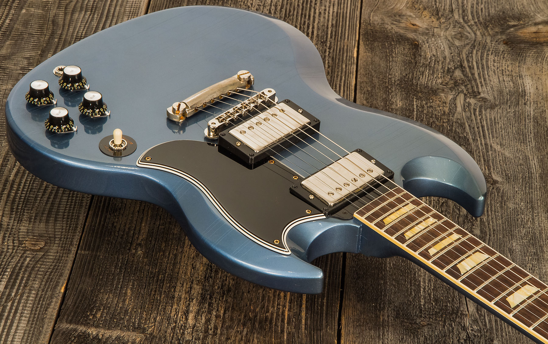 Gibson Custom Shop Murphy Lab Sg Standard 1961 Reissue 2h Ht Rw #005822 - Ultra Light Aged Pelham Blue - Double Cut E-Gitarre - Variation 1