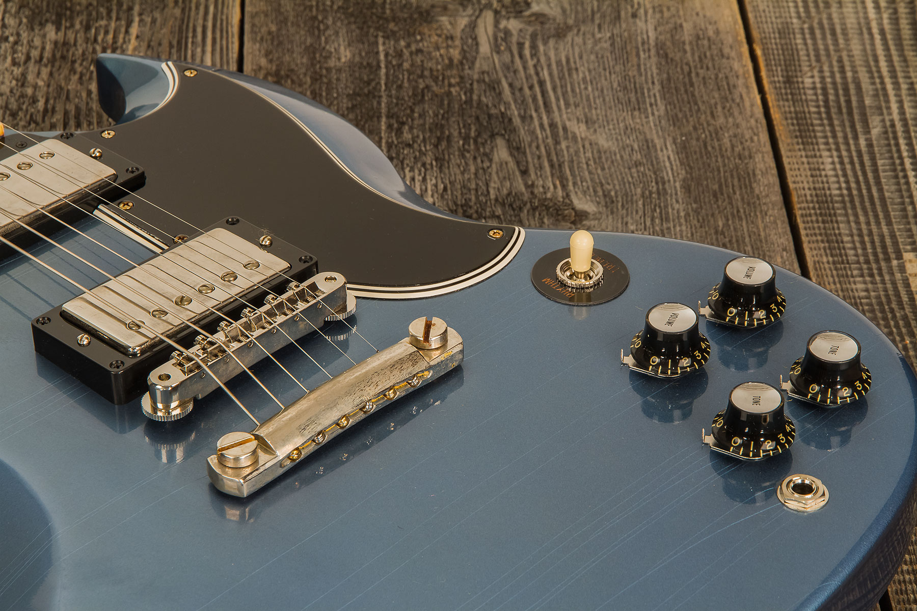 Gibson Custom Shop Murphy Lab Sg Standard 1961 Reissue 2h Ht Rw #005822 - Ultra Light Aged Pelham Blue - Double Cut E-Gitarre - Variation 3