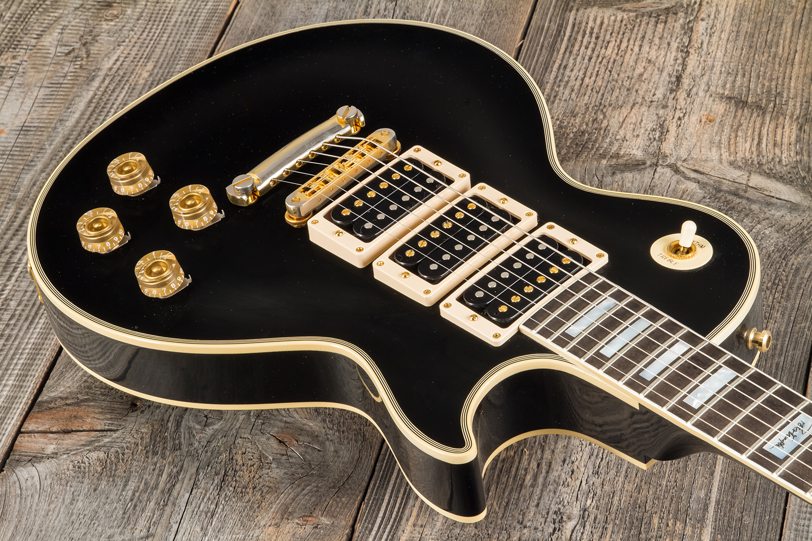 Gibson Custom Shop Peter Frampton Les Paul Custom Phenix Signature 3h Ht Eb - Vos Ebony - Single-Cut-E-Gitarre - Variation 5