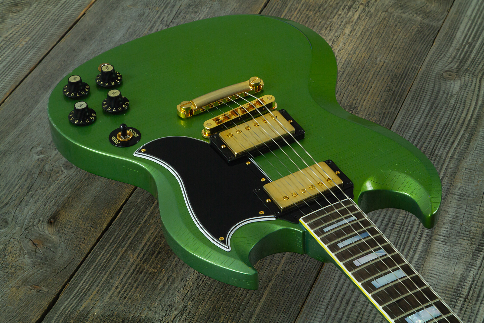 Gibson Custom Shop Sg Custom Modern 2h Eb #cs500857 - Murphy Lab Light Aged Verdoro Green - Double Cut E-Gitarre - Variation 2