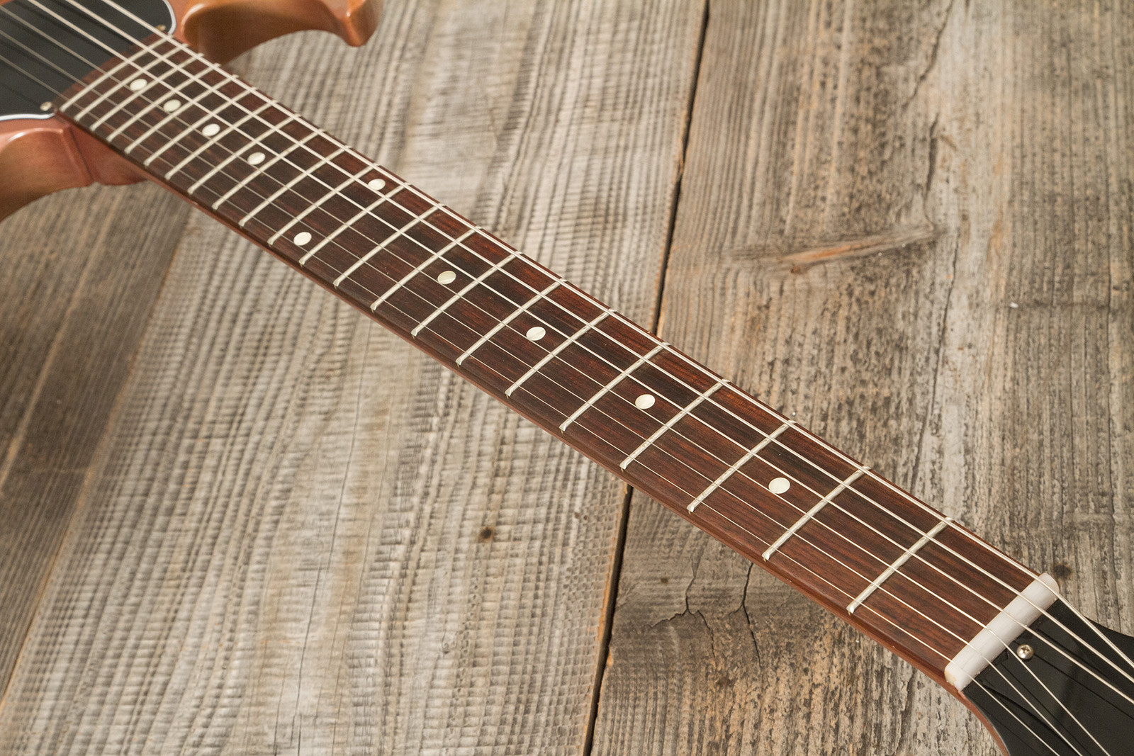 Gibson Custom Shop Sg Junior 1963 Lightning Bar 1s P90 Ht Rw - Vos Tv Heather Poly - Double Cut E-Gitarre - Variation 5