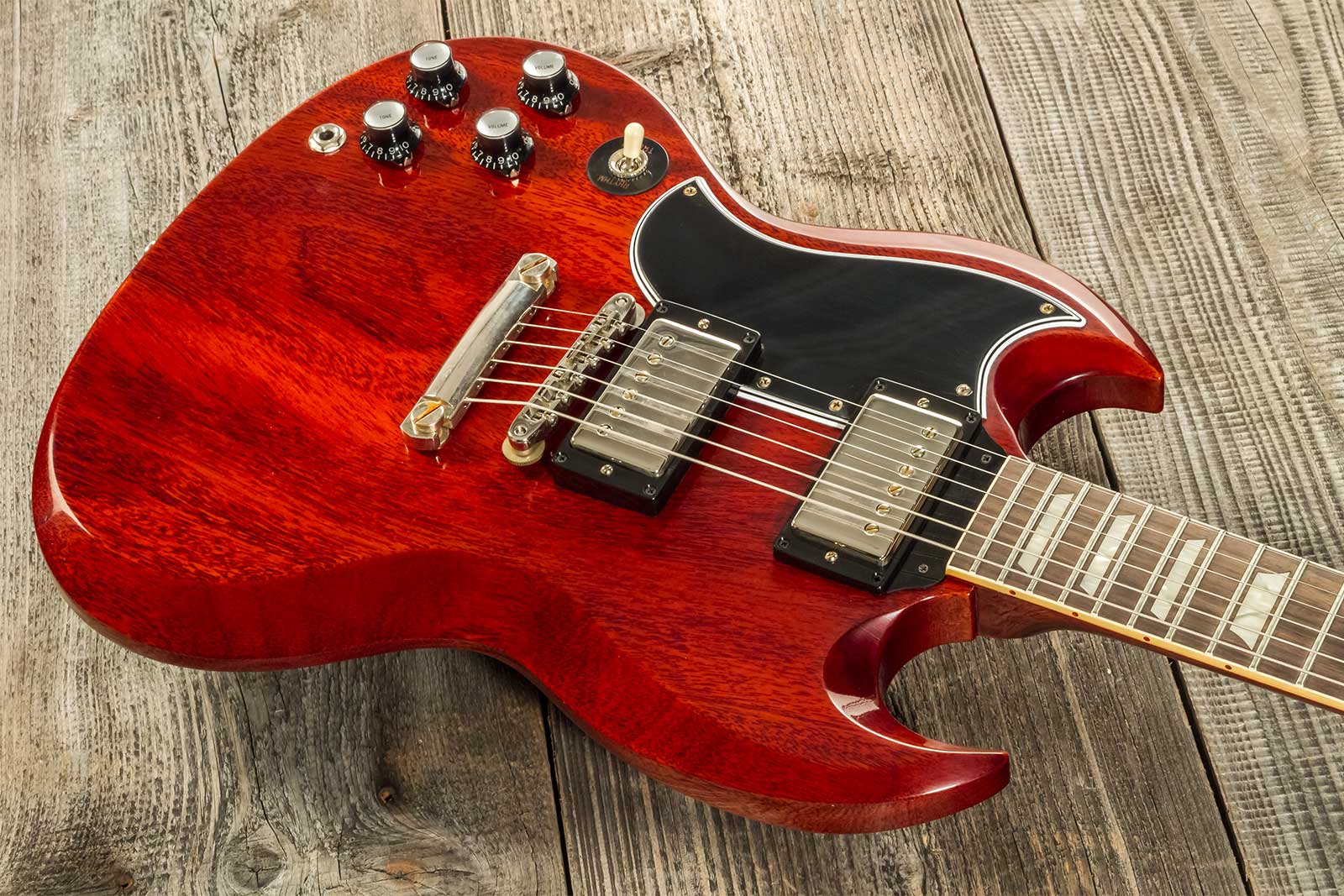 Gibson Custom Shop Sg Standard 1961 Stop Bar Reissue Lh Gaucher 2019 2h Ht Rw #400261 - Vos Cherry Red - Double Cut E-Gitarre - Variation 6