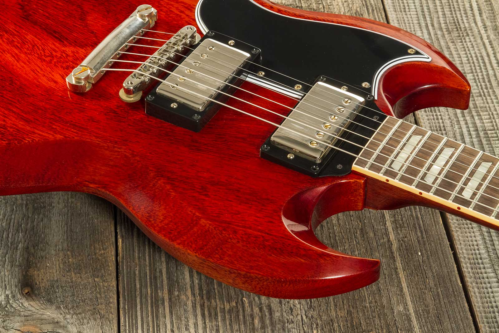 Gibson Custom Shop Sg Standard 1961 Stop Bar Reissue Lh Gaucher 2019 2h Ht Rw #400261 - Vos Cherry Red - Double Cut E-Gitarre - Variation 8