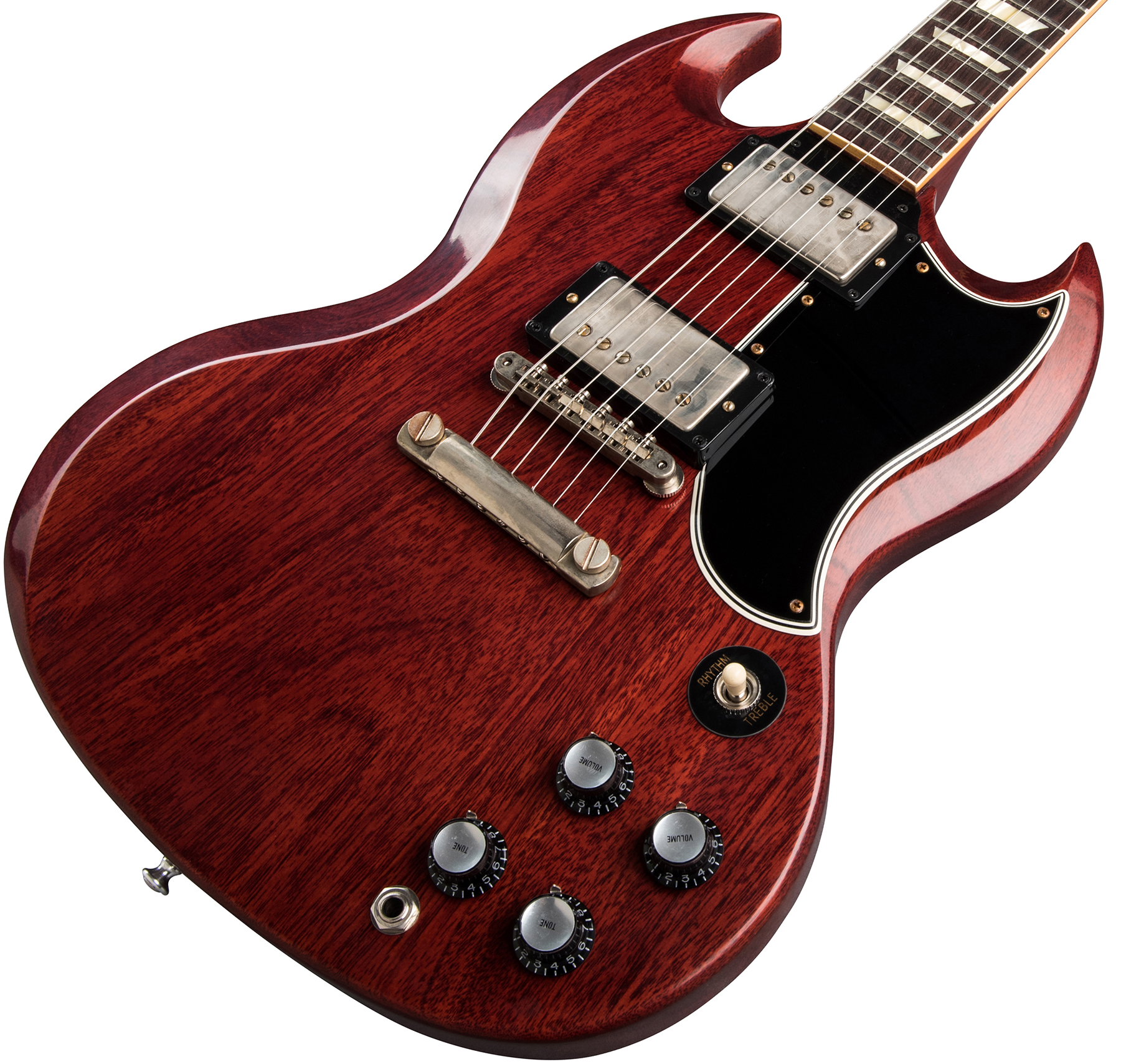 Gibson Custom Shop Sg Standard 1961 Stop Bar Reissue Lh Gaucher 2h Ht Rw - Vos Cherry Red - Double Cut E-Gitarre - Variation 3