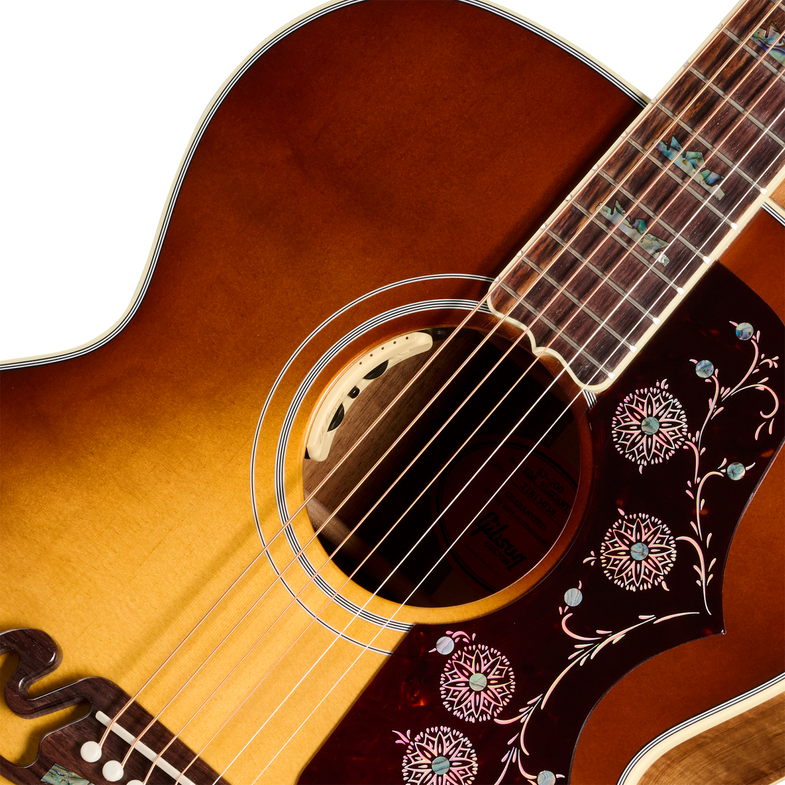 Gibson Custom Shop Sj200 Elegant Koa Artisan Jumbo Epicea Koa Rw - Honey Burst - Folk-Gitarre - Variation 2