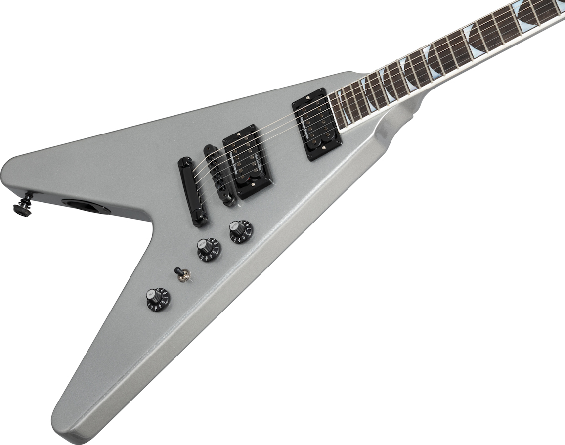 Gibson Dave Mustaine Flying V Exp Signature 2h Ht Eb - Silver Metallic - E-Gitarre aus Metall - Variation 3