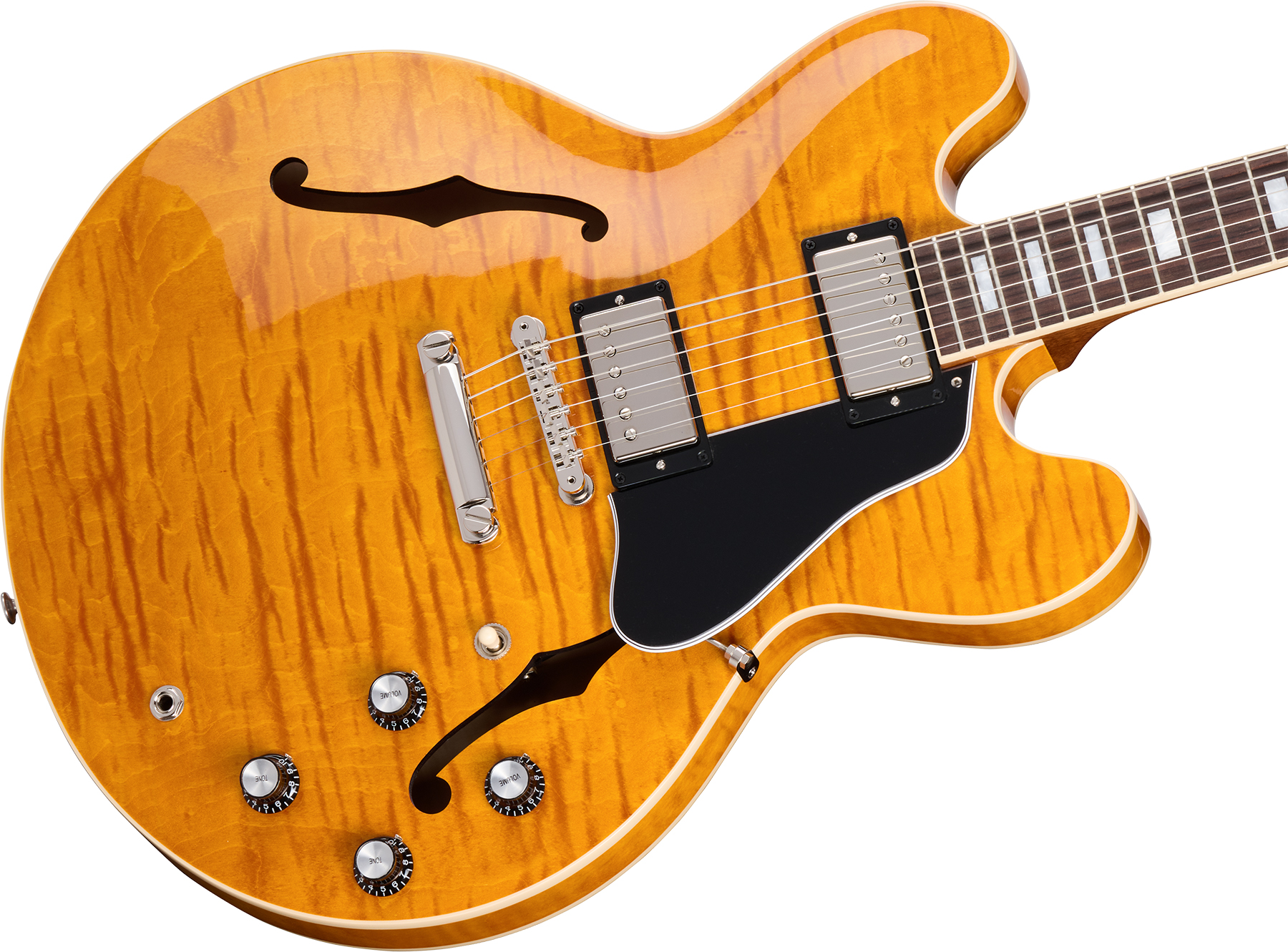 Gibson Es-335 Figured Original Custom Color 2h Ht Rw - Honey Amber - Semi-Hollow E-Gitarre - Variation 3