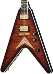 E-gitarre aus metall Gibson Custom Shop Dave Mustaine Flying V EXP Ltd - Red amber burst