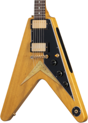 E-gitarre aus metall Gibson Custom Shop 1958 Korina Flying V Reissue (Black Pickguard) - Vos natural