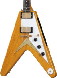 Retro-rock-e-gitarre Gibson Custom Shop 1958 Korina Flying V Reissue (White Pickguard) - Vos natural