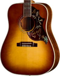 Folk-gitarre Gibson Custom Shop Artisan Hummingbird Elegant Koa - honey burst