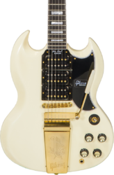 Double cut e-gitarre Gibson Custom Shop 1963 Les Paul SG Custom Reissue W/ Maestro Vibrola - Vos classic white