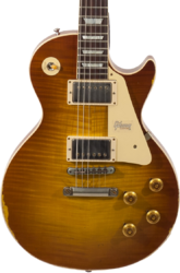 Single-cut-e-gitarre Gibson Custom Shop M2M 1959 Les Paul Standard #982192 - Heavy aged sunrise tea burst