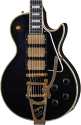 Custom Shop Murphy Lab 1957 Les Paul Custom 3-Pickup Bigsby Reissue - Light Aged Ebony 