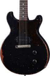 Double cut e-gitarre Gibson Custom Shop Murphy Lab 1960 Les Paul Junior Double Cut Reissue - Ultra heavy aged ebony 