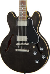Semi-hollow e-gitarre Gibson ES-339 - Trans ebony 
