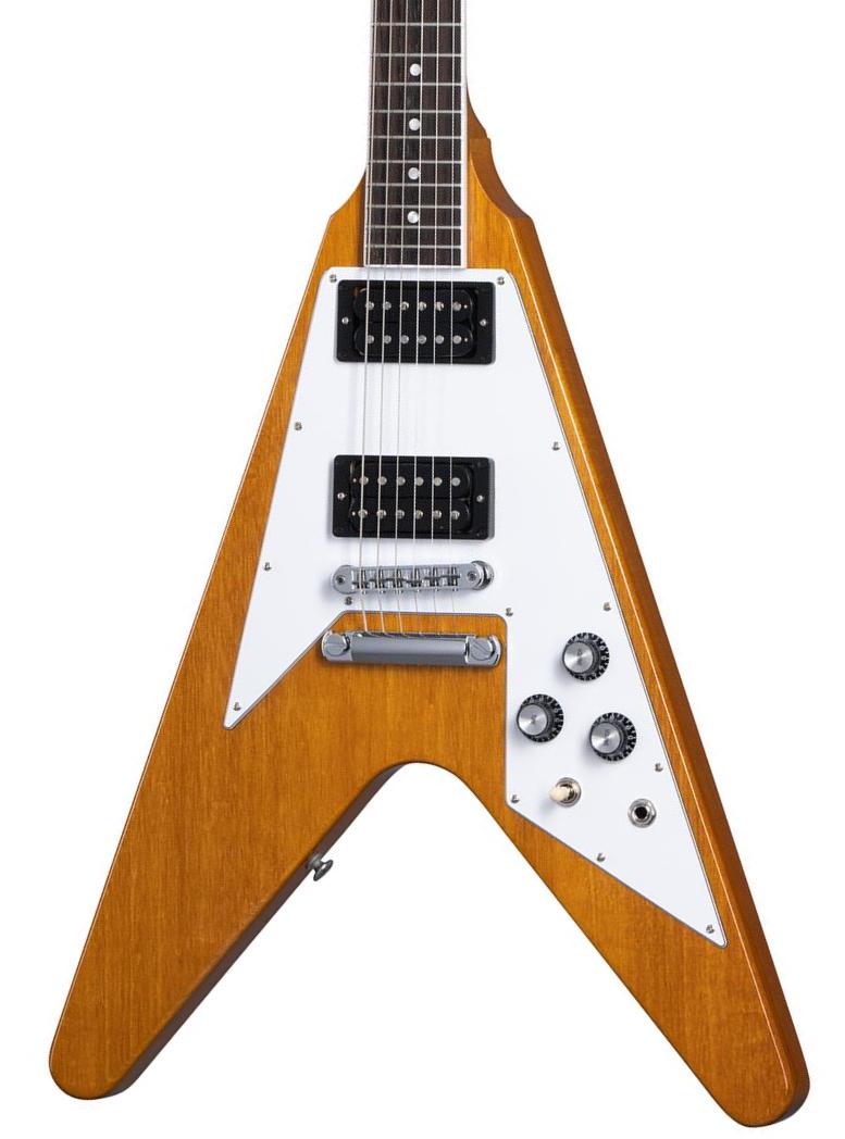 E-gitarre aus metall Gibson 70s Flying V - Antique natural