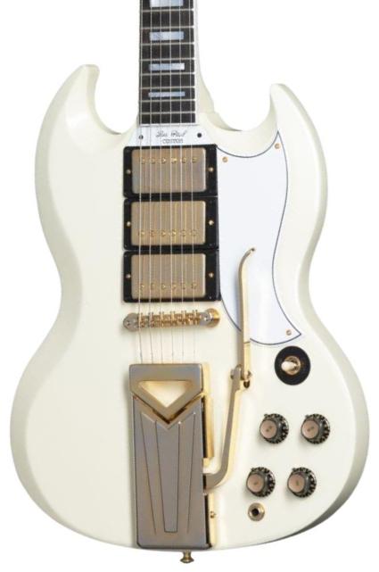 Double cut e-gitarre Gibson 60th Anniversary 1961 SG Les Paul Custom - Vos aged polaris white