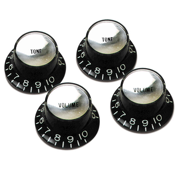 Gibson Top Hat Knobs With Inserts 4-pack Black Silver - Knöpfe - Variation 2
