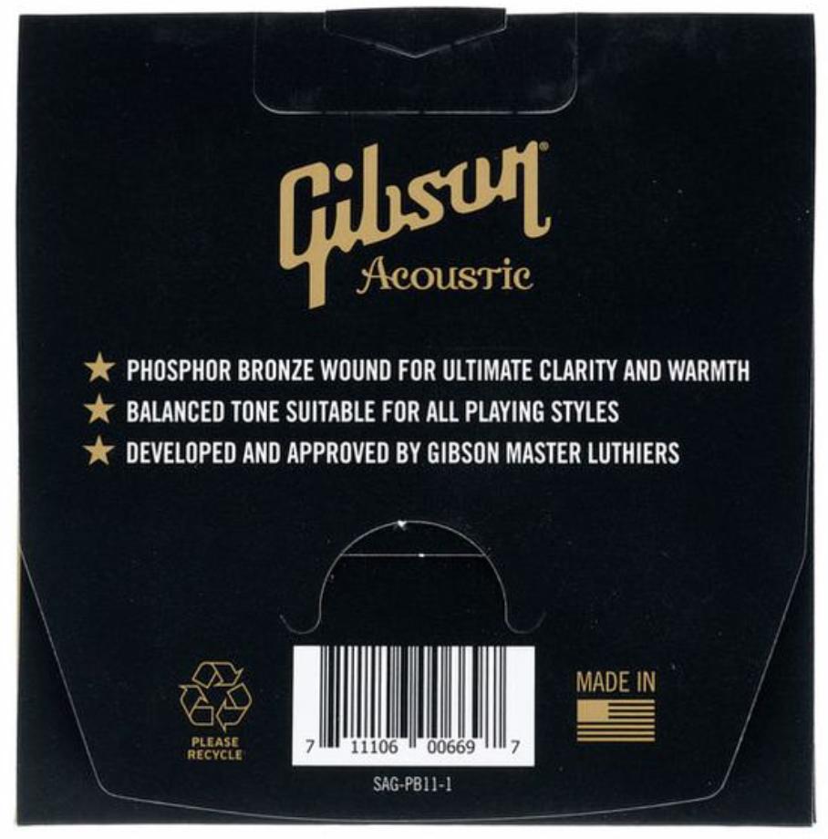 Gibson Sag-pb11 Phosphor Bronze Acoustic Guitar 6c Ultra Light 11-52 - Westerngitarre Saiten - Variation 1