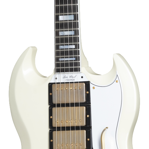 Gibson Sg Les Paul Custom 1961 60th Anniversary 3h Trem Eb - Vos Aged Polaris White - Double Cut E-Gitarre - Variation 3
