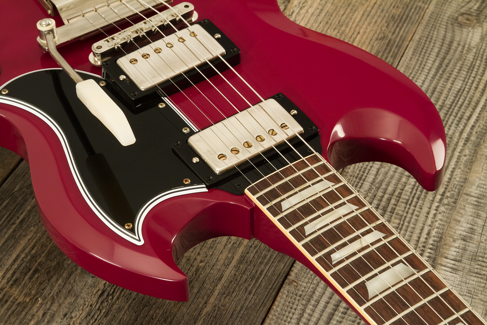 Gibson Sg Standard 1964 Maestro Vibrola 2h Trem Rw #502124 - Vos Metallic Plum - Double Cut E-Gitarre - Variation 4