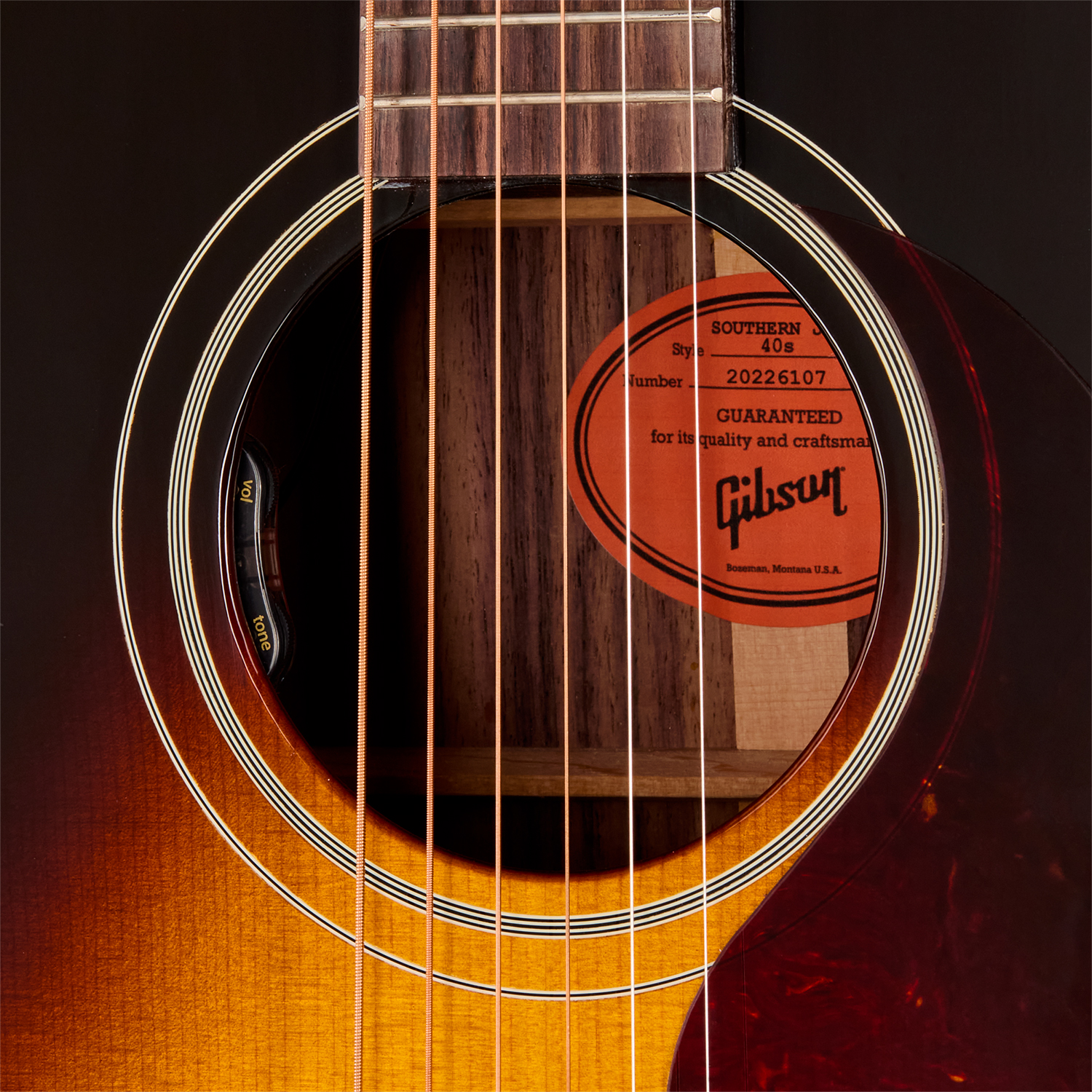 Gibson Southern Jumbo 40s Original (baggs Hifi Dna) Dreadnought Epicea Palissandre Rw - Vintage Sunburst - Folk-Gitarre - Variation 4