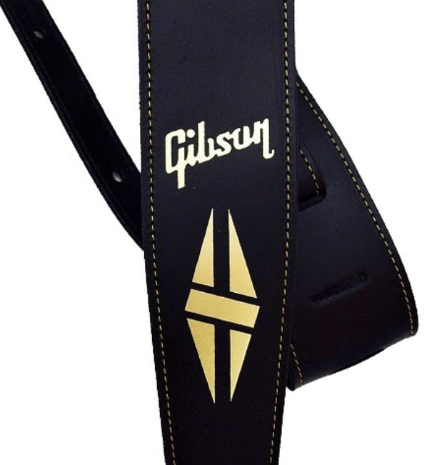 Gibson The Split-diamond Guitar Strap Cuir 2.5inc Black - Gitarrengurt - Variation 1