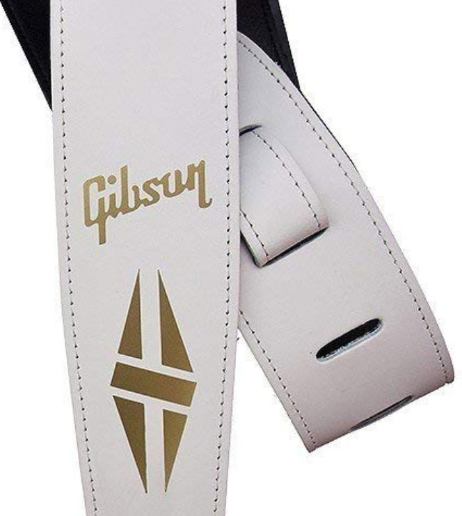 Gibson The Split-diamond Guitar Strap Cuir 2.5inc White - Gitarrengurt - Variation 1