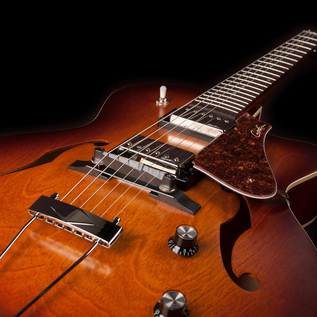 Godin 5th Avenue Cw Kingpin Ii Hb 2h Ht Rw - Cognac Burst - Hollowbody E-Gitarre - Variation 2