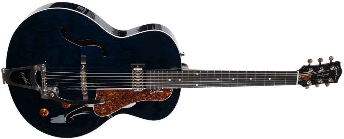 Godin 5th Avenue Nightclub H Tv Jones Bigsby Ric - Indigo Blue - Hollowbody E-Gitarre - Variation 1