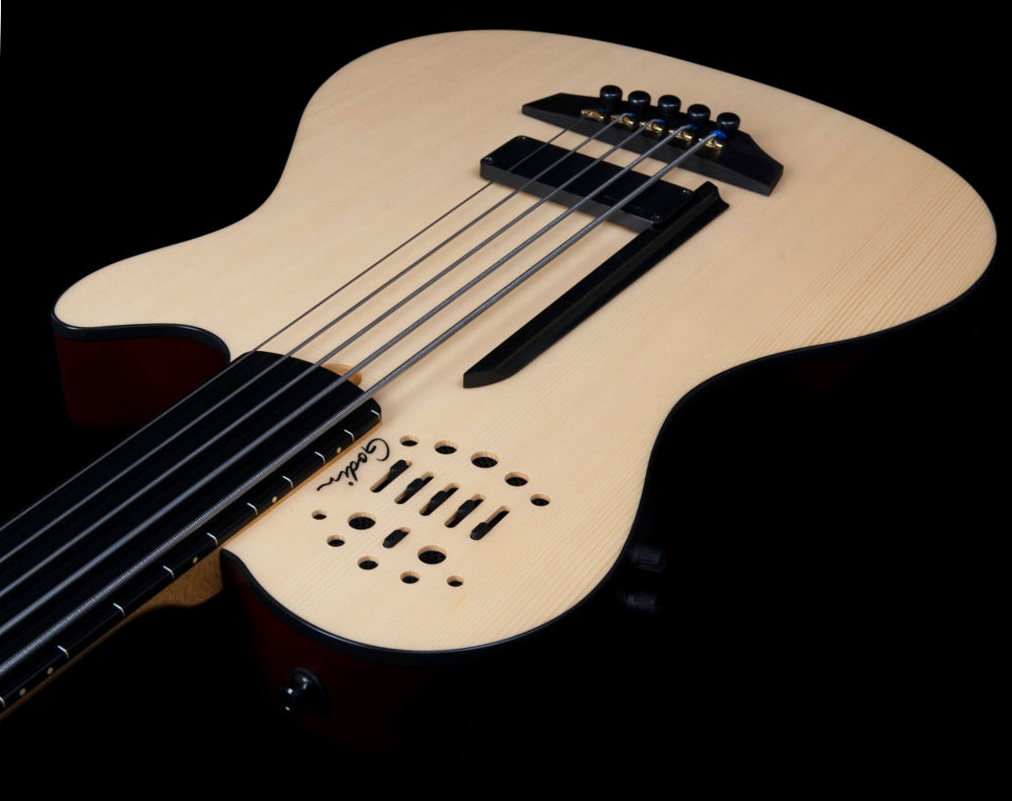 Godin A5 Ultra Fretless A/e 5c Epicea Tilleul Ric - Natural Semi Gloss - Akustische Bass - Variation 3