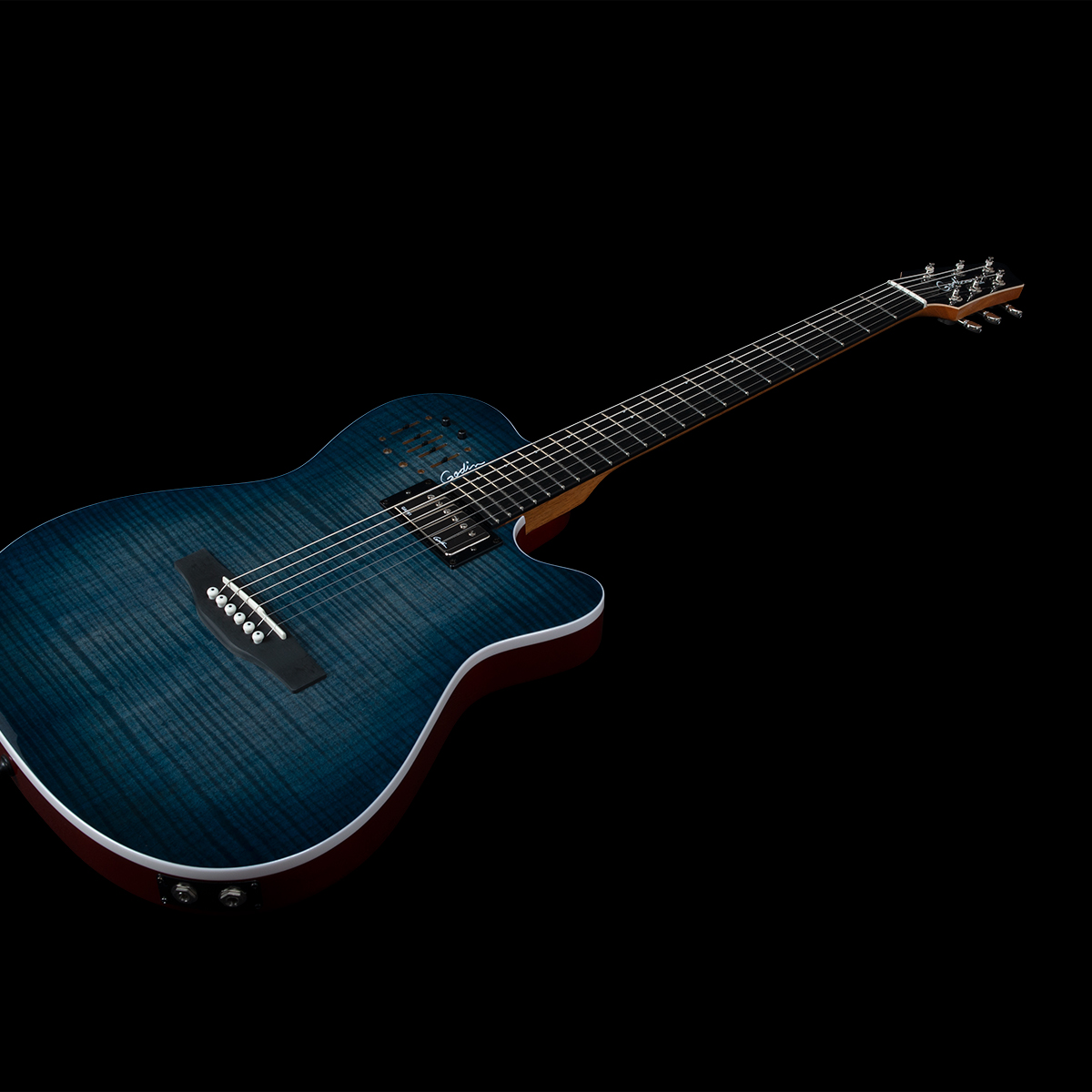 Godin A6 Ultra Rw - Denim Blue Flame - Westerngitarre & electro - Variation 2