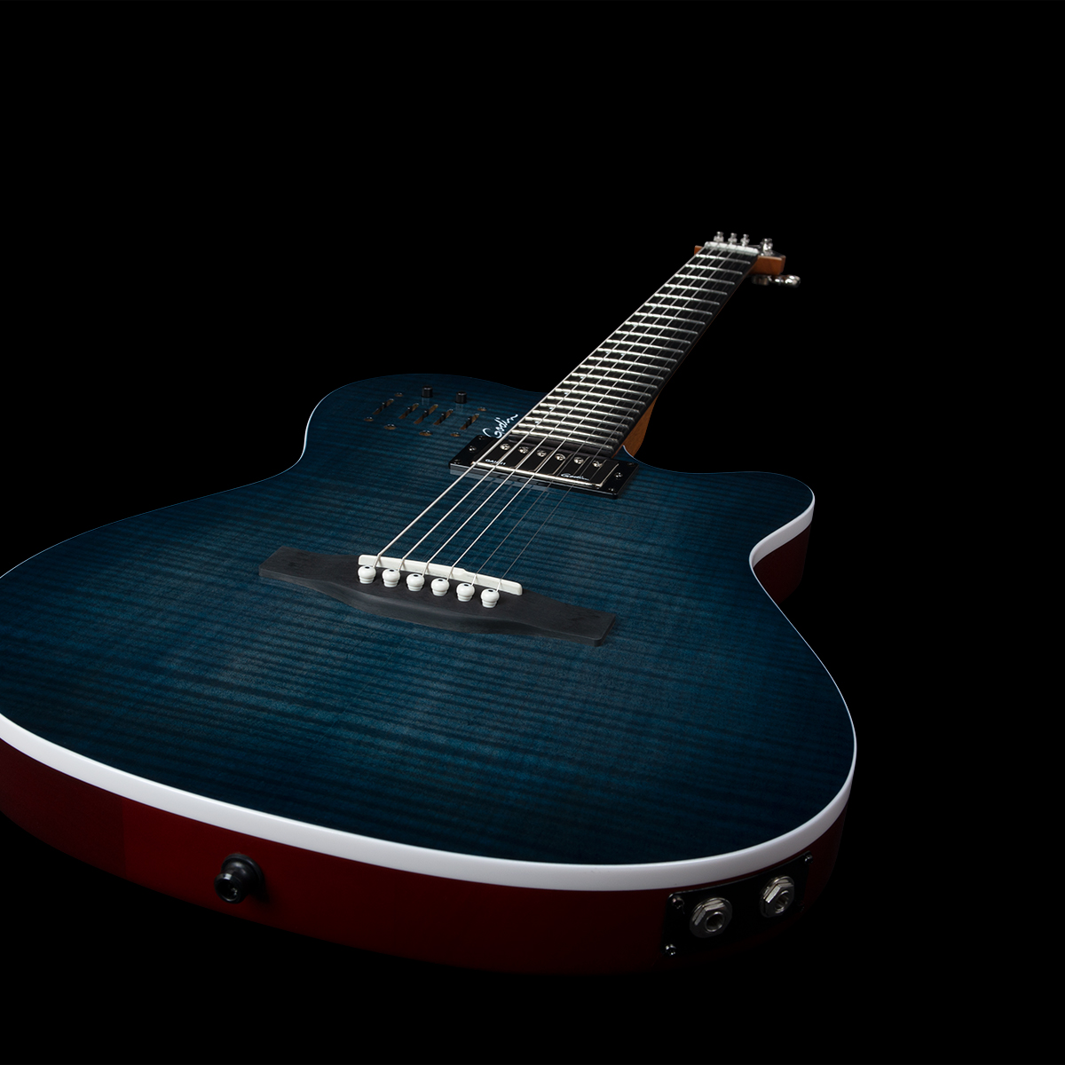 Godin A6 Ultra Rw - Denim Blue Flame - Westerngitarre & electro - Variation 3