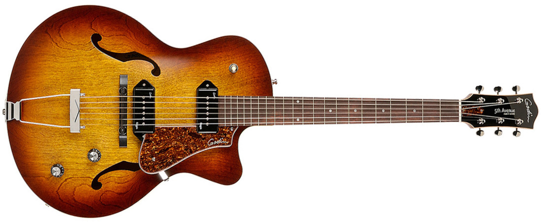 Godin 5th Avenue Cw Kingpin Ii 2p90 Ht Rw - Cognac Burst - Hollowbody E-Gitarre - Main picture